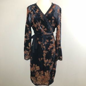 anthropologie velvet wrap dress